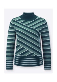 Witt - Stehkragen-Pullover - jade-ecru-geringelt
