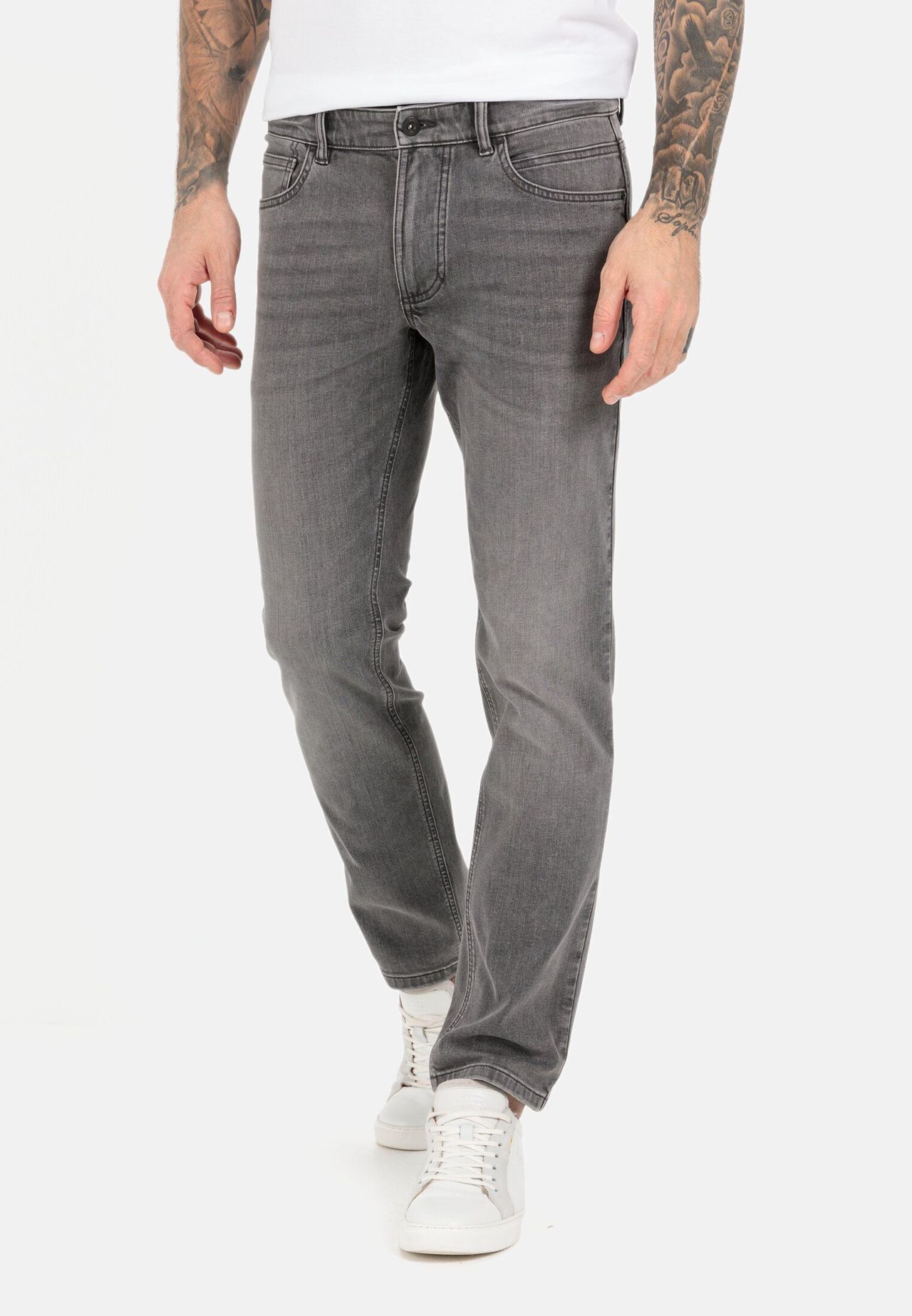 camel active Jeanshose, Five-Pocket, GüRtelschlaufen, FüR Herren, Grau, 33/30