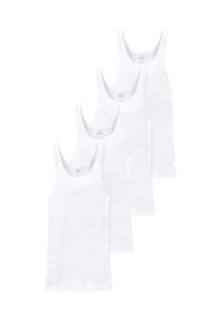 SCHIESSER - Unterhemd / Tanktop 4er Pack Cotton Essentials Doppelripp - Weiß