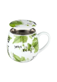 KÖNITZ - Tea Collage Kuschelbecher, 420 ml mit Sieb und Deckel - Bunt