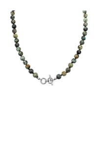 HAZE & GLORY - Halskette Türkis Edelstein Perlenkette 925 Sterling Silber - Grün