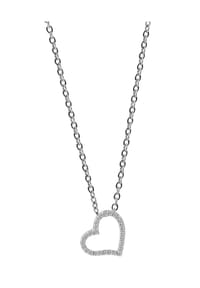 Adelia's - Adelia's Damen 925 Silber Halskette mit Anhänger Herz mit Zirkonia - silber - Herz