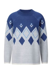Sieh an! - Stehkragen-Pullover - ecru-himmelblau-gemustert