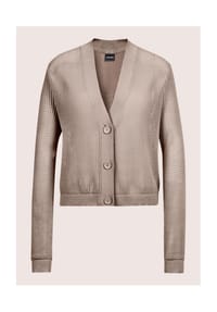 MADELEINE - Kurze Ajour-Strickjacke - berber