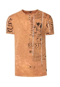 RUSTY NEAL - T-Shirt im Used-Look mit Allover-Print - Anthrazit