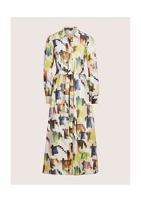 MADELEINE - Modernes Hemdblusenkleid mit Taillengürtel - perlweiß / multicolor
