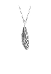 KUZZOÍ - Halskette Herren Feder Vogel Oxid 925 Silber - Gold