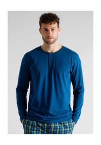 TOM TAILOR - Schlafanzug-Oberteil, Baumwolle, für Herren - 620 BLAU MITTEL UN