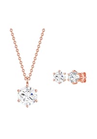 Rafaela Donata - Damen Set (Kette+Ohrringe)  aus 925/- Sterling Silber in Roségold mit verziert mit Kristallen von Swarovski® - roségold