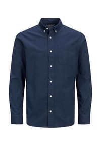 JACK & JONES - Hemd BROOK Slimfit Langarmhemd mit Button-Down-Kragen - dunkelblau