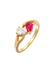 elli. - Ring Zirkonia Synthetischer Rubin Infintiy 925 Silber - Gold