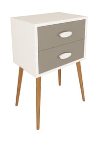 VCM. - Nachtschrank | Beistelltisch mit Schubladen | Nachttisch | Maße ca. H. 70 x B. 45 x T. 30 cm - Singol XXL - Weiß / Anthrazit
