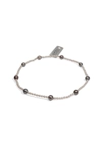 DI PERLE® DI PERLE Schmuckkollektion - Tahiti Zuchtperlen Halskette Collier aus 925er Silber rhodiniert, 42 cm - anthrazit/grau