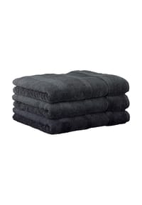 Cawö - Handtuch, 3er Pack - Noblesse2, Walkfrottier, Velours-Streifen, Baumwolle, einfarbig, 50 x 100 cm - Anthrazit