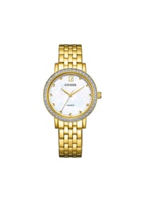 CITIZEN® ELEGANCE - Damen Armbanduhr "EL3102-50D", 8 Diamanten - GOLD