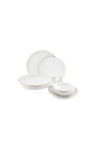COFI - 27 Tlg.Tafelservice 6 Personen, Porzellan, Riffle Design - Weiß 27x