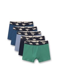 Sanetta - Jungen Shorts, 5er Pack - Kids, Dinos, Single Jersey, Baumwoll-Stretch - Grün/Blau