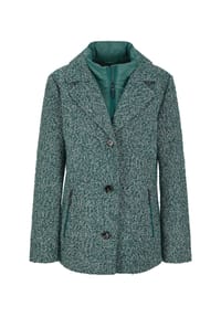GOLDNER - Kurzgröße:  Moderne Wolljacke mit Steppeinsatz - grau / weiß / gemustert