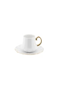 mulex® - Elegantes 12-teiliges Mokkatassen-Set aus Porzellan - Weiß & Gold, - Weiß/Gold 11,5 x 8,5 cm