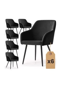 Akord - Estelle Glatte Esszimmerstühle aus Samt, 6er-Set - beige / goldfarbene Beine