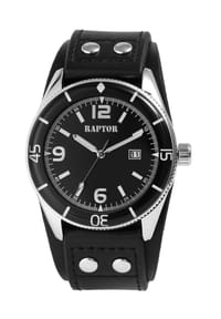 RAPTOR Raptor - Herren Quarz Armbanduhr Gabin mit Lederarmband - 3 ATM - Mineralglas - blau-silber