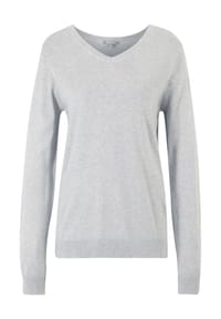 GALERIA essentials - Pullover "Esra", Rippbündchen, V-Ausschnitt, für Damen - BLACK
