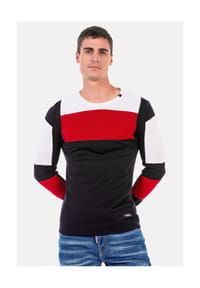 CIPO & BAXX® - Pullover in extravagantem Strickdesign, CP247 - BLACK-ANTHRACITE