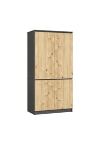 Akord - Kleiderschrank S90 mit 4 Türen und 4 Einlegeböden - artisan-eiche