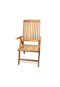 VCM. Hochlehner Klappstuhl Gartenstuhl | 5-fach verstellbar | Teak Holz behandelt | Maße , H. 110 cm x B. 56 cm x T. 75 cm - VCM Nosala - Braun