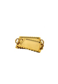 ALMINA® - 2er Set Serviertablett aus hochwertigem 18/10-Edelstahl - Gold 49 x 30 x 2 cm