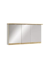 VCM. - Badspiegelschrank mit Beleuchtung und Steckdose – Spiegelschrank Bad mit 3 Türen und 4 Fächern – Badezimmerschrank hängend – H. 59 x B. 110 x T. 23 cm, Cosila - Anthrazit / Honig-Eiche