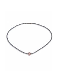 DI PERLE® DI PERLE Schmuckkollektion - Süßwasser Zuchtperlen Halskette Collier aus Edelstahl mit Aquamarin, 42 cm - weiß