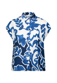 BETTY & CO - Hemdbluse mit Print - Weiß/Dunkelblau