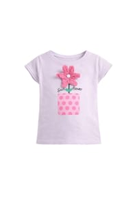 Solang - Top mit 3D-Blumenapplikation und verspieltem Frontdesign - Weiß