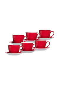 Ritzenhoff & Breker Milchkaffee Tassen mit Untertassen Doppio 350 ml 6er Set - DOPPIO - grau