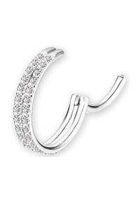 Adelia's - Ohrpiercing Nasenpiercing Segment Ring Clicker in 1,2 mm mit 2er Steinkranz - silber