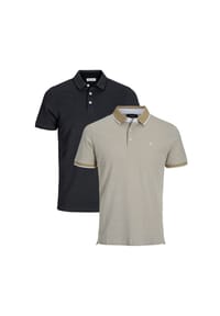 JACK & JONES - Poloshirt 2er Pack Paulos - Slim Fit - Beige / schwarz