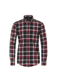 CASAMODA - Herren Flanellhemd kariert Casual Fit - Dunkelrot