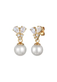 elli. PREMIUM - Ohrringe Zirkonia Synthetische Perle 925 Sterling Silber - Gold