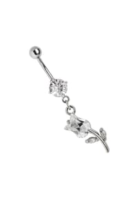 Adelia's - Bauchnabelpiercing Banane mit Zirkonia und Tulpenanhänger - klar