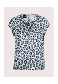 MADELEINE - Rundhals-Bluse mit Unikat-Print - rauchblau / silbergrau