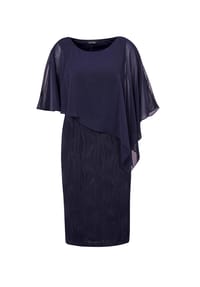 GOLDNER - Kurzgröße:  Festliches Kleid mit Chiffonüberwurf - marine