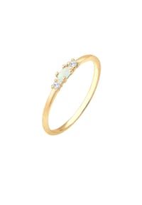 elli. - Ring Vintage Zirkonia Marquise Opal 925 Sterling Silber Vergoldet - Gold