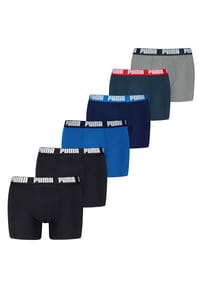 PUMA® - Herren Boxer Shorts, 6er Pack - Basic Boxer ECOM, Cotton Stretch, Everyday - Blau/Grau