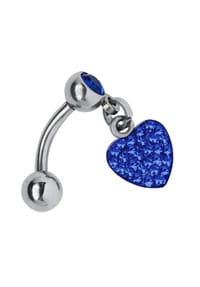Adelia's - Titan Banane - auch für Intim Piercing Herzanhänger blau - blau