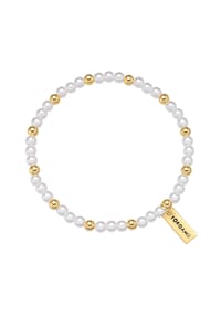 YOKOAMii - Damen Armband aus Metall-Legierung in Gelbgold mit Perle (synth.) - weiß