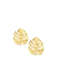 LES REINES - The Grand Leaf – Statement-Ohrringe, 24K vergoldet - Gold