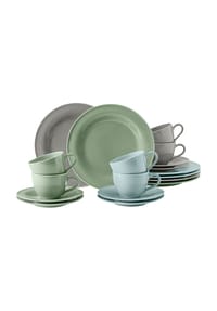 Seltmann Weiden Kaffee-Set, 18-teilig - BEAT COLORGLAZE - GRAU/TÜRKIS/GRÜN