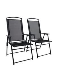 VCM. 2er Set Gartenstuhl | Stuhl-Maße ca. H. 105 x B. 61 x T. 56 cm | Hochlehner | gespanntes Netzgewebe garantiert bequemes Sitzen | Alu Hochlehner Balkonstuhl - VCM Garlos - Anthrazit