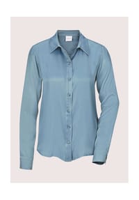 MADELEINE - Elegante Viskosebluse mit Hemdkragen - kristallblau